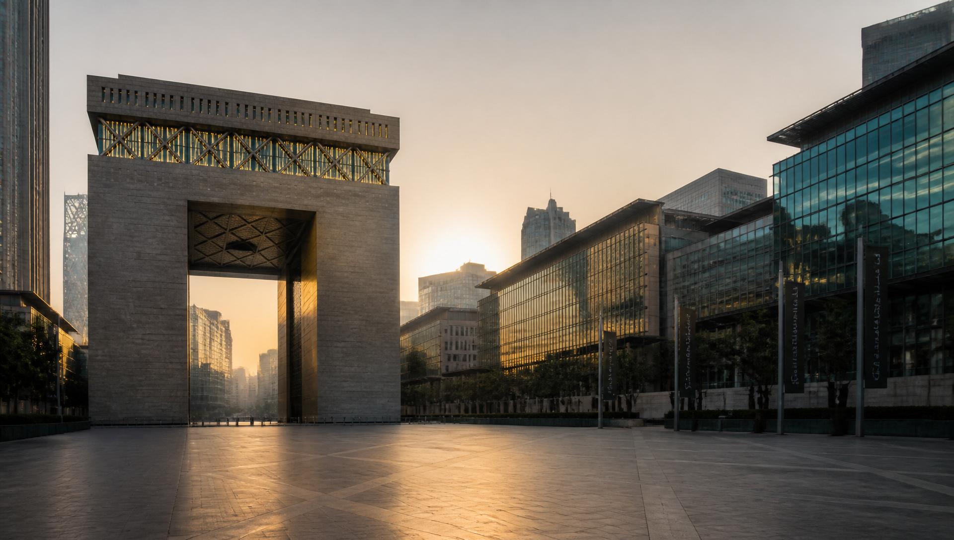 DIFC Gate Village arch at early morning